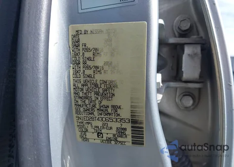 2003 Nissan Xterra Xe z USA, uszkodzony, nr VIN 5N1ED28T43C653353